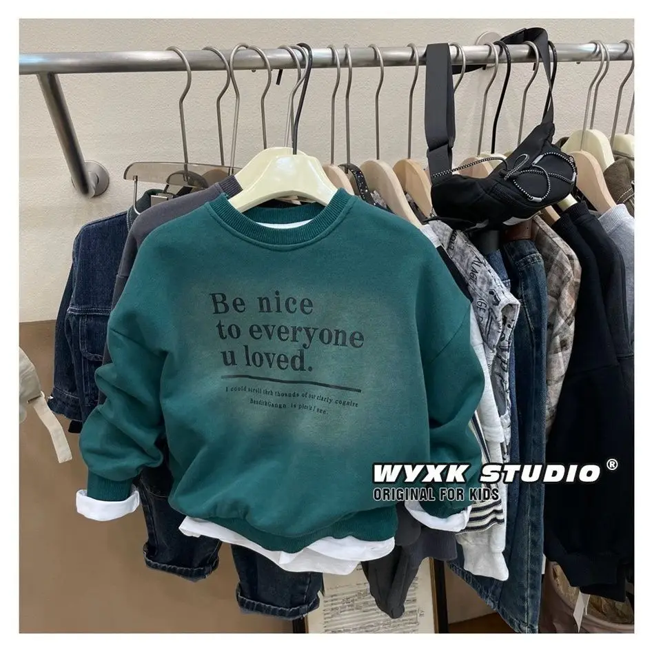 

Boys' Sweatshirt One-piece New Spring Autumn Children's Clothing Winter Clothing Tops Bottoming Shirts Handsome Loungewear