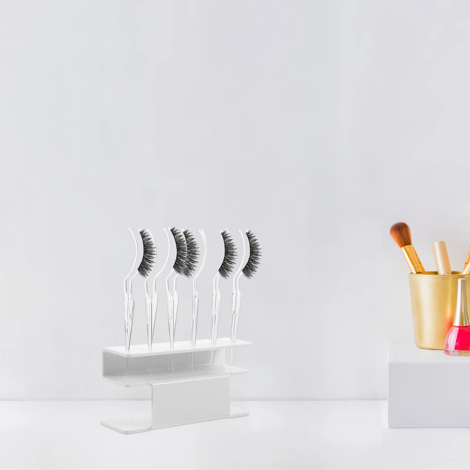1 Set Espositore per ciglia finte Supporto per riporre le ciglia con bastoncini di prova per saloni di bellezza Studio di trucco Applicatore per ciglia a strisce