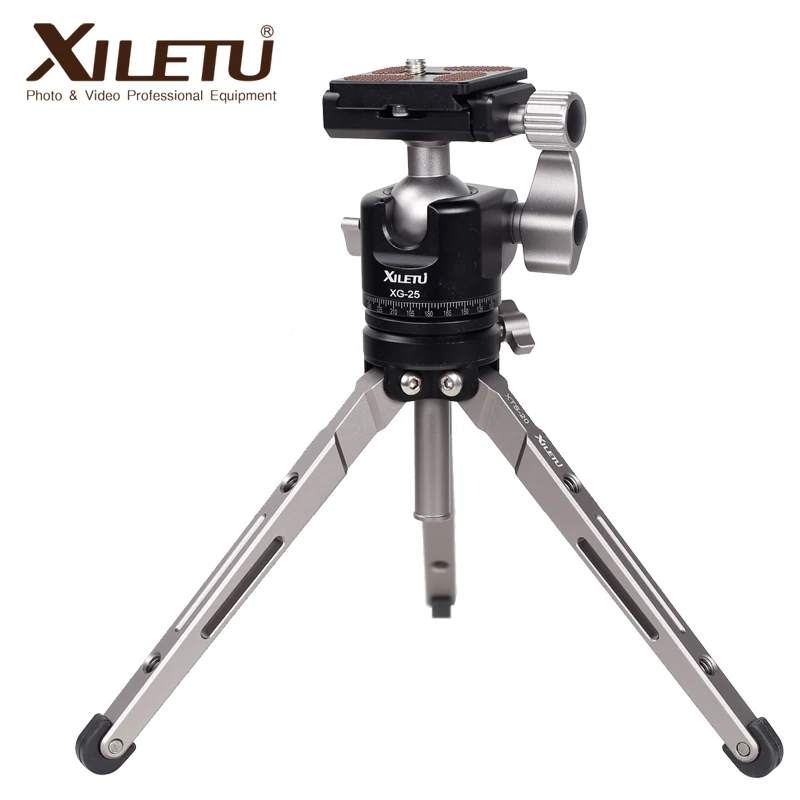 XILETU XTS-20+XG-25 Mini Aluminum Tripod with Detachable Ball Head 360 Degree Rotation, Aluminum Alloy Tripod For GoPro DSLR