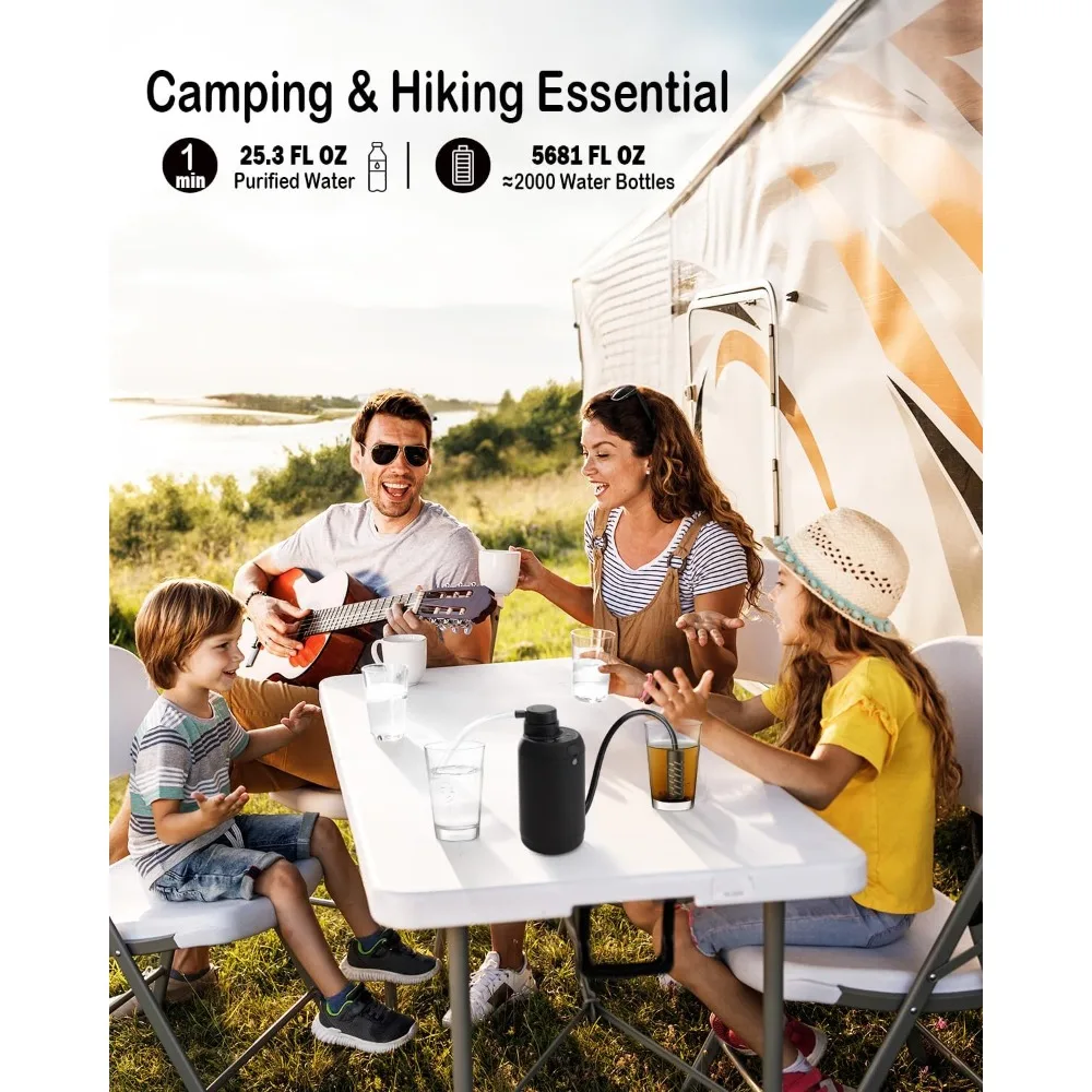 

Electric Portable Water Filter - 0.01 Micron 5-Stage Water Purifier Survival with Emergency Lighting Water Purification System