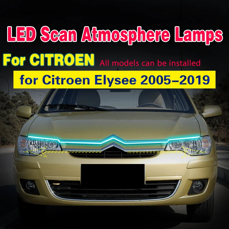 Car LED DRL Fog Light for Citroen Elysee 2005-2019 Auto Driving Lamp Daytime Running Light Scan Starting Decorative Ambient Lamp