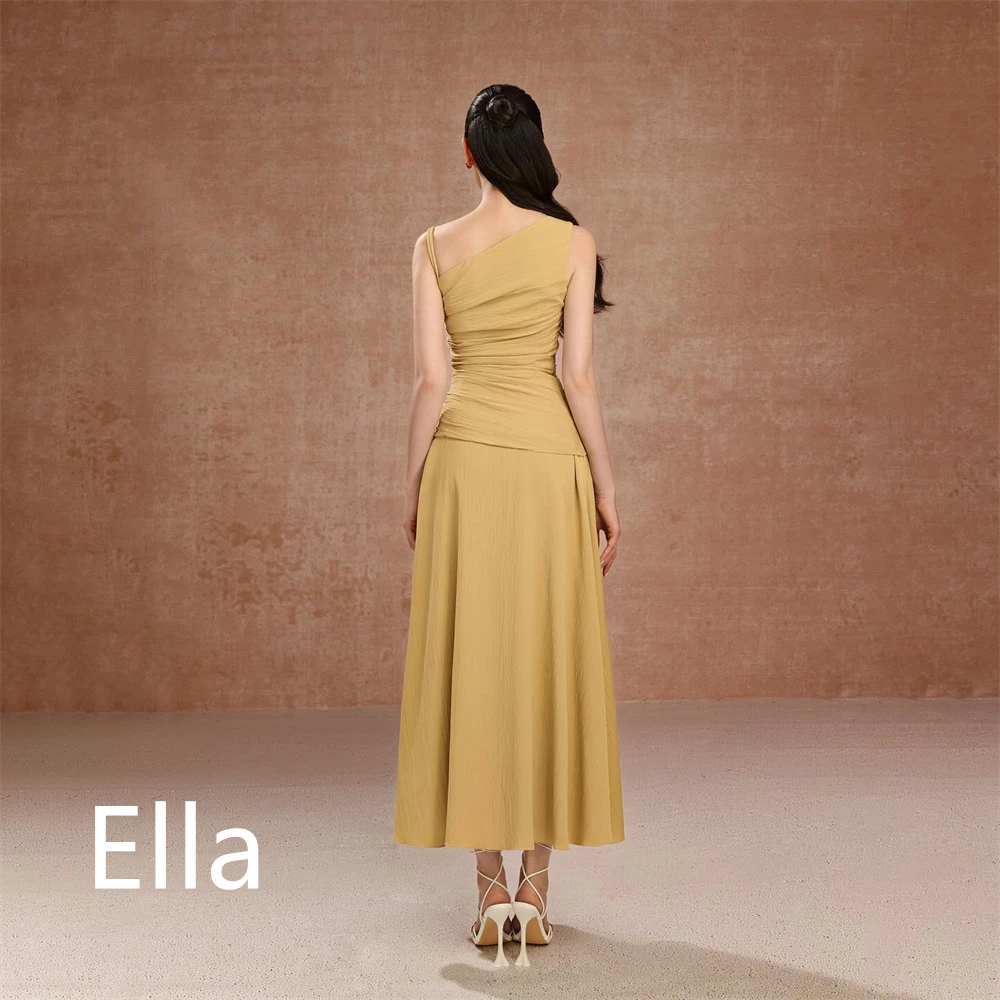 Dostosowana wysokiej jakości suknia wieczorowa z dżerseju w kolorze khaki Temperament na jedno ramię, bez rękawów, do kostek, na zamówienie