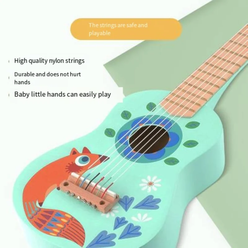 Kinderspiel zeug Holz simulation Ukulele Kinder kleines Gitarren spielzeug Holz instrument Musikspiel zeug Set Geburtstags geschenk