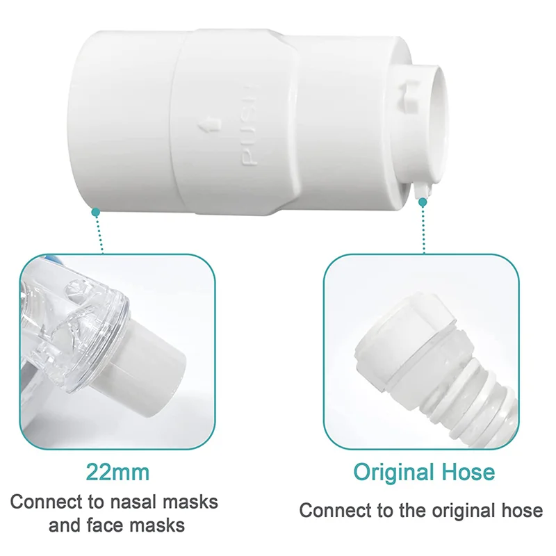 For AirMini Pro Hose Connector Connect AirMini Hose to Any 22 mm Nasal Mask or Full Face Mask Model 2Pc SQ