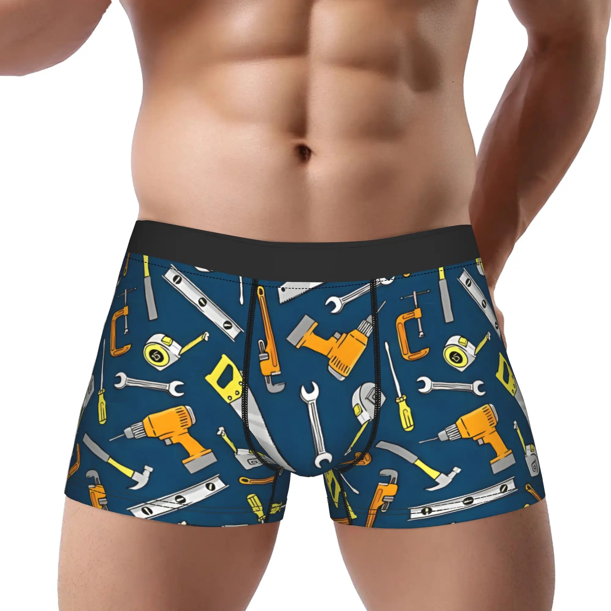 

Handyman Tools Dark Blue Underwear Man Polyester Boxer Briefs Underpants Printed