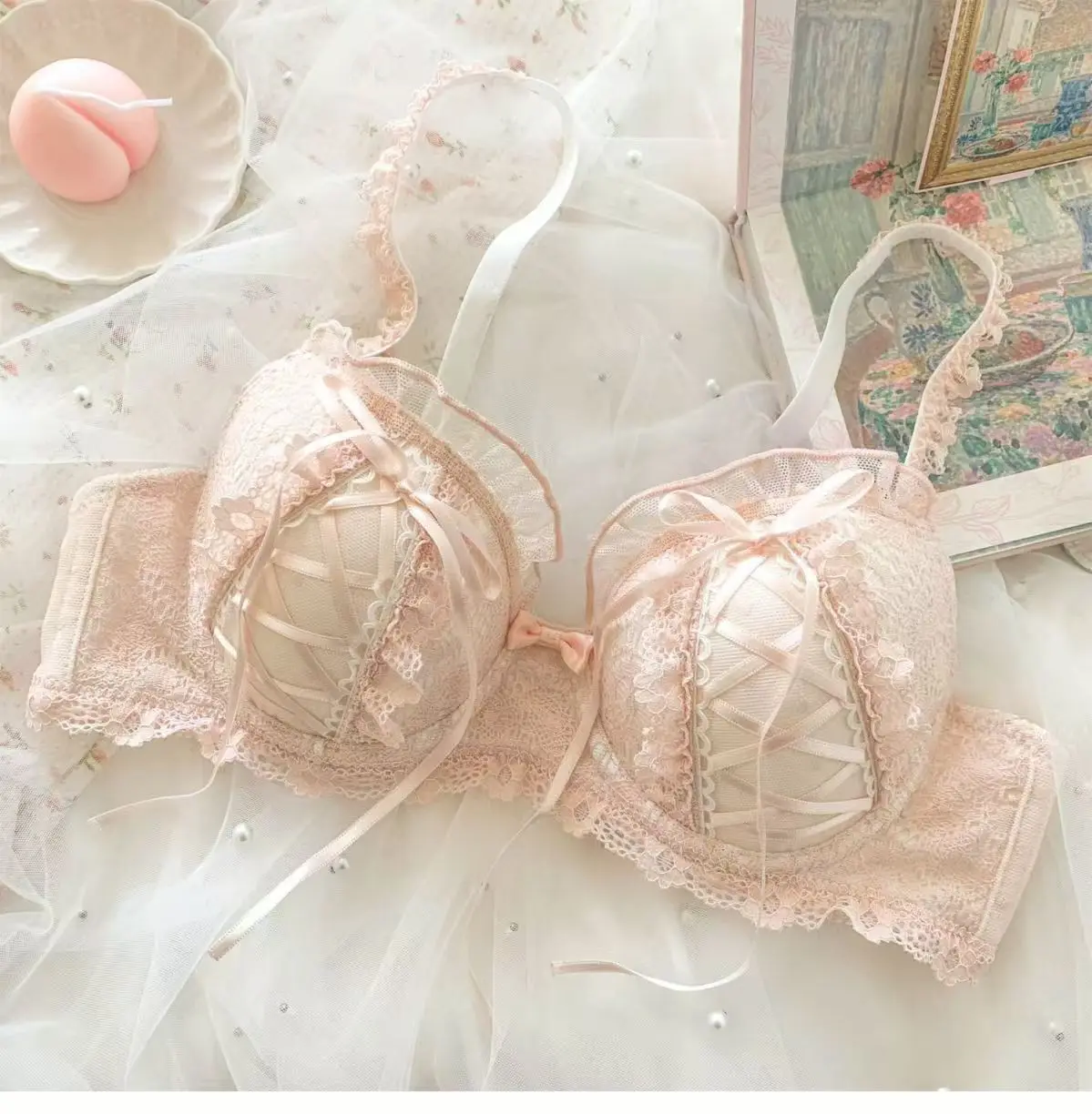 Japanese sweet pure wind lace underwear female small chest gathering anti-sag new girl Lolita bra set