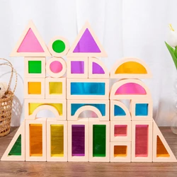 25x Building Blocks Montessori Toys Colorful Color Shape Learning for Parent Child Game Preschool Birthday Gifts Ages 3 Years +