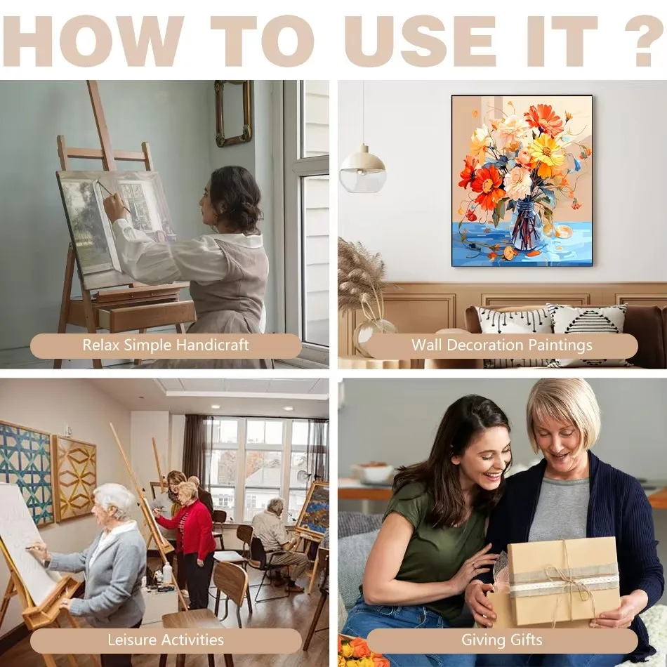 Dipingi con i numeri Paesaggio di fiume e alberi Immagini fai-da-te per i numeri Kit Disegno su tela Regalo dipinto a mano Decorazioni per la casa