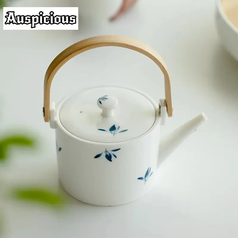 

400ml Pure Hand-painted Butterfly Orchid Ceramic Teapot White Porcelain Jacquard Beam Pot Cold Brew Tea Pot Cool Water Kettle