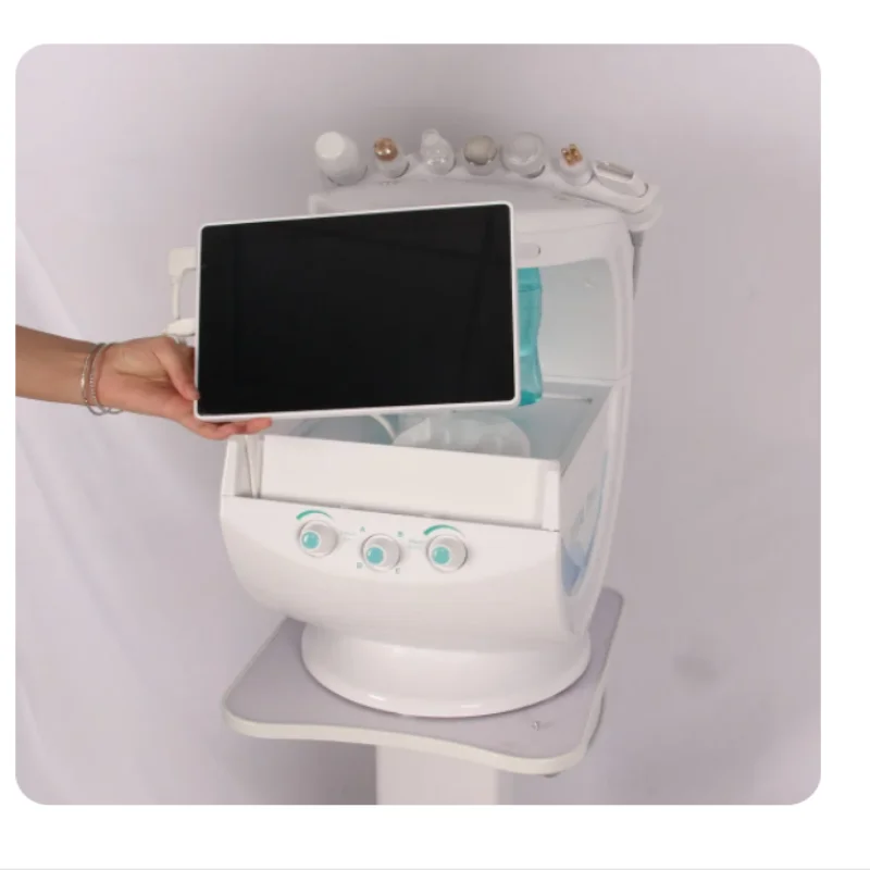 

New 7 In 1 Smart Facial Cleansing Skin Analyze Deep Pore Vacuum Hydra Lift Anti-aging Beauty Machine Ice Blue