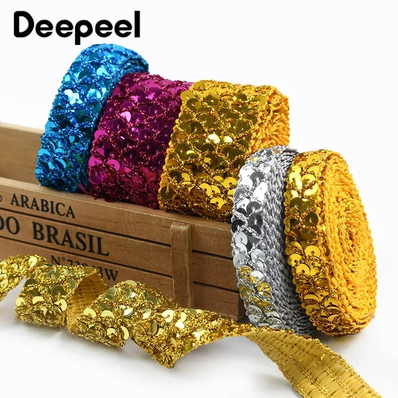 

2/5/10Meters 15/20/35mm Sequin Lace Ribbon Sewing Clothes Wedding Dress Curtains Decor Tape Garment Webbing Laces Trimming Craft