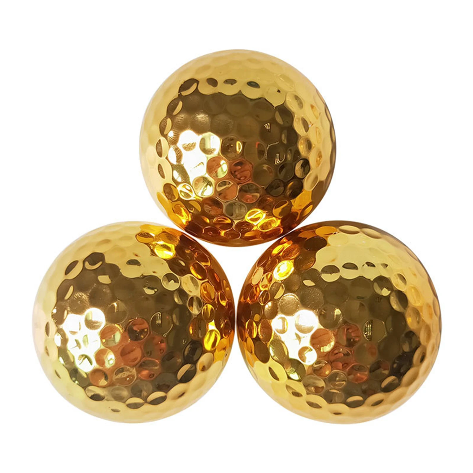 3Pcs Double Layer Golf Golden Plating Balls Decorative Display Golfer Electroplated Balls Beginner Decor For Ceremony Souvenir