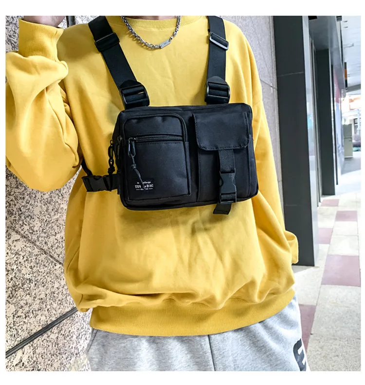 Men's Rig Vest Bag Hip Hop 2024 NEW Functional Backpack Work Amy Green Motorcycle Chest Bag Streetwear Waistcoat Female bolso 가방