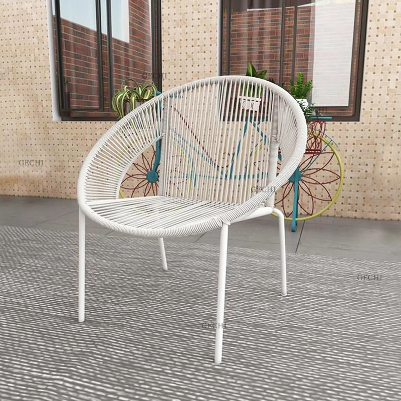 Garden Chairs Outdoor Furniture Rattan Dining Chair Waterproof White كرسي استرخاء