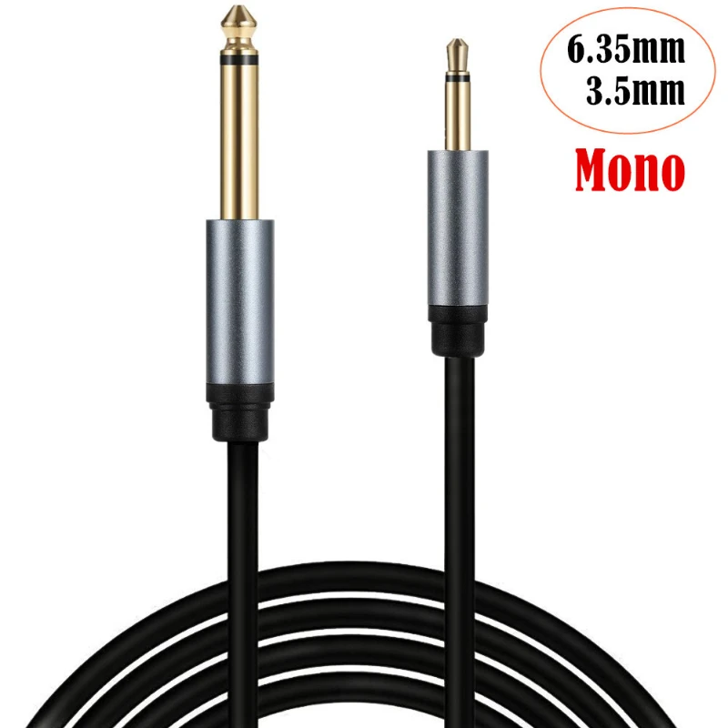 Cable adaptador de Audio mono chapado en oro TS 6,35mm a 3,5mm macho, línea TS 3,5 macho a 6,35 macho, 6,35 3,5