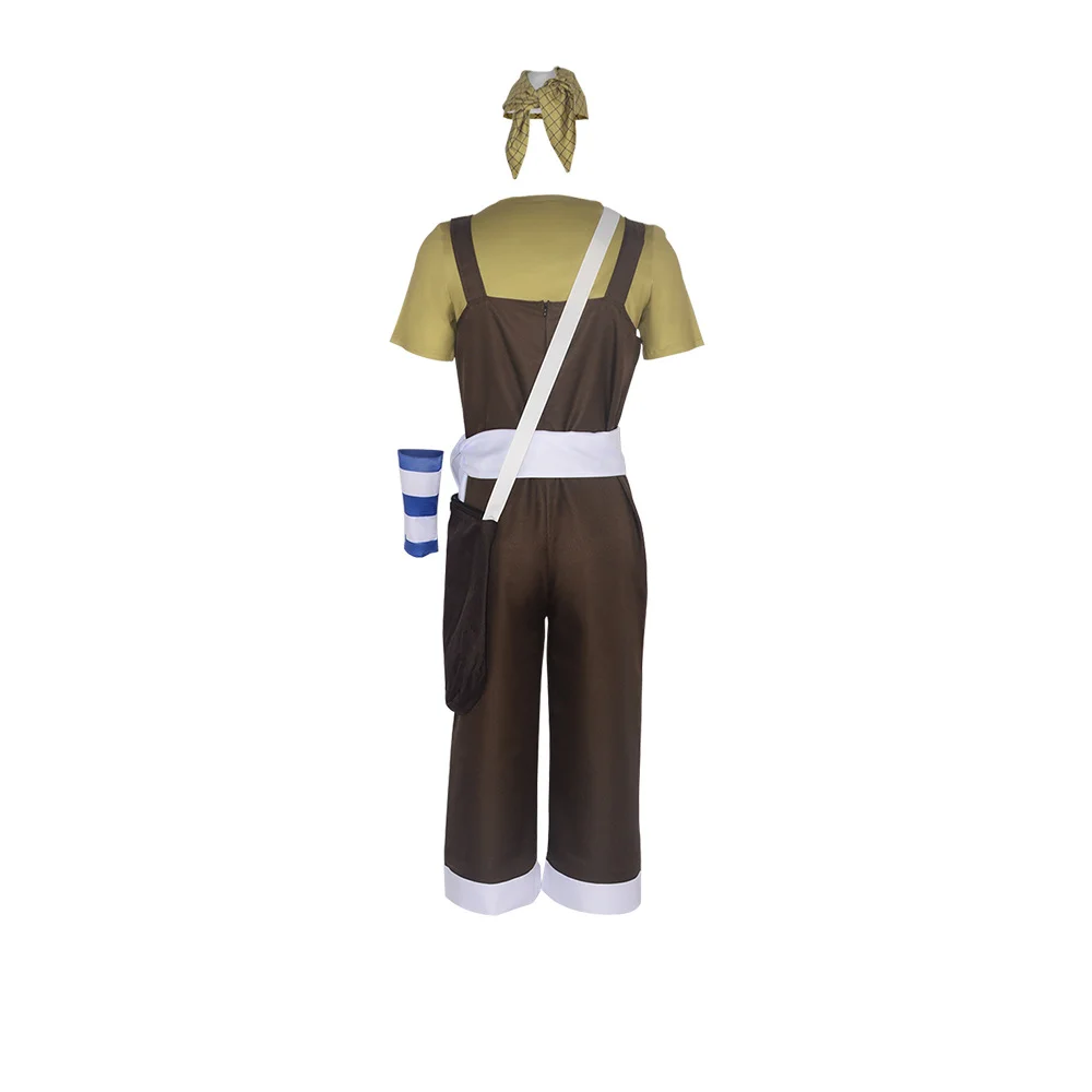 Usopp Cosplay Costume Anime dieu marron barboteuses blanc t-shirt Scraft blanc taille bande sac Halloween fête de noël jouer tenue