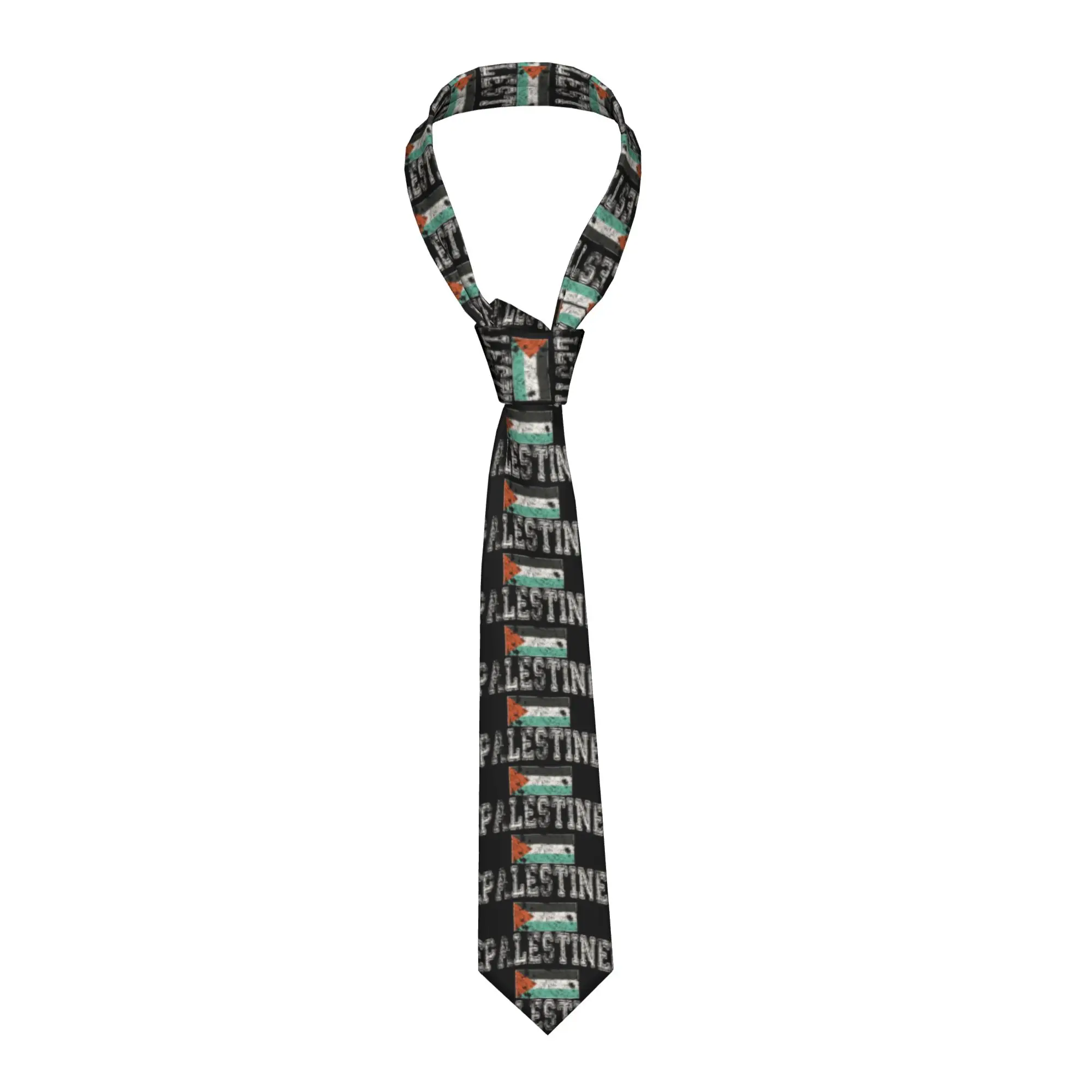 Vintage Faded Palestine Flag Palestinian Tie  Daily Wear Neck Ties Men Women Retro Trendy Necktie Accessories Collar Tie