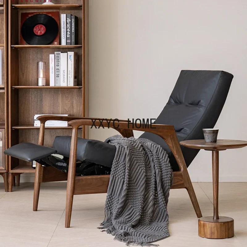 

Functional Sofa Chair Black Walnut Nordic Living Room Lazy Reclining Adjustable Single Armchair