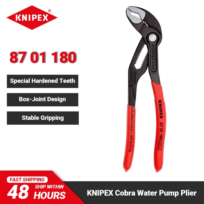 KNIPEX 87 01 180 Cobra Water Pump Pliers No-slipping Adjustable Pliers for Plumbing 170 Grams 180mm Length