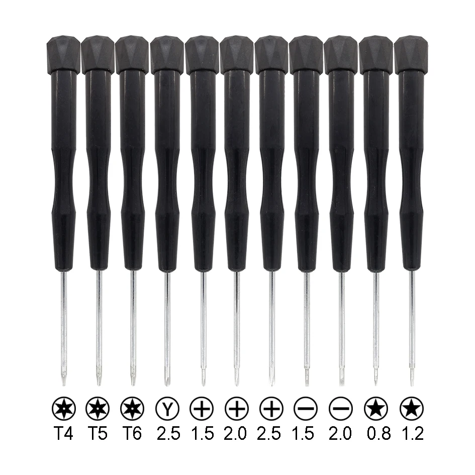 142mm Black Plastic Rotatable Handle Screwdriver Torx Key T4 T5 T6 0.8 1.2 Pentalobe 1.5 Phillips 2.5 Y Screwdrivers Tool 1000pc