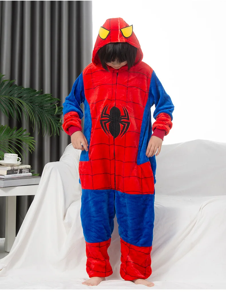 ديزني صبي فتاة الأطفال العنكبوت الأحمر منامة مجموعة الفانيلا الاطفال الحيوان الكرتون تأثيري مقنعين بيجامة Infantil Kigurumi ملابس خاصة