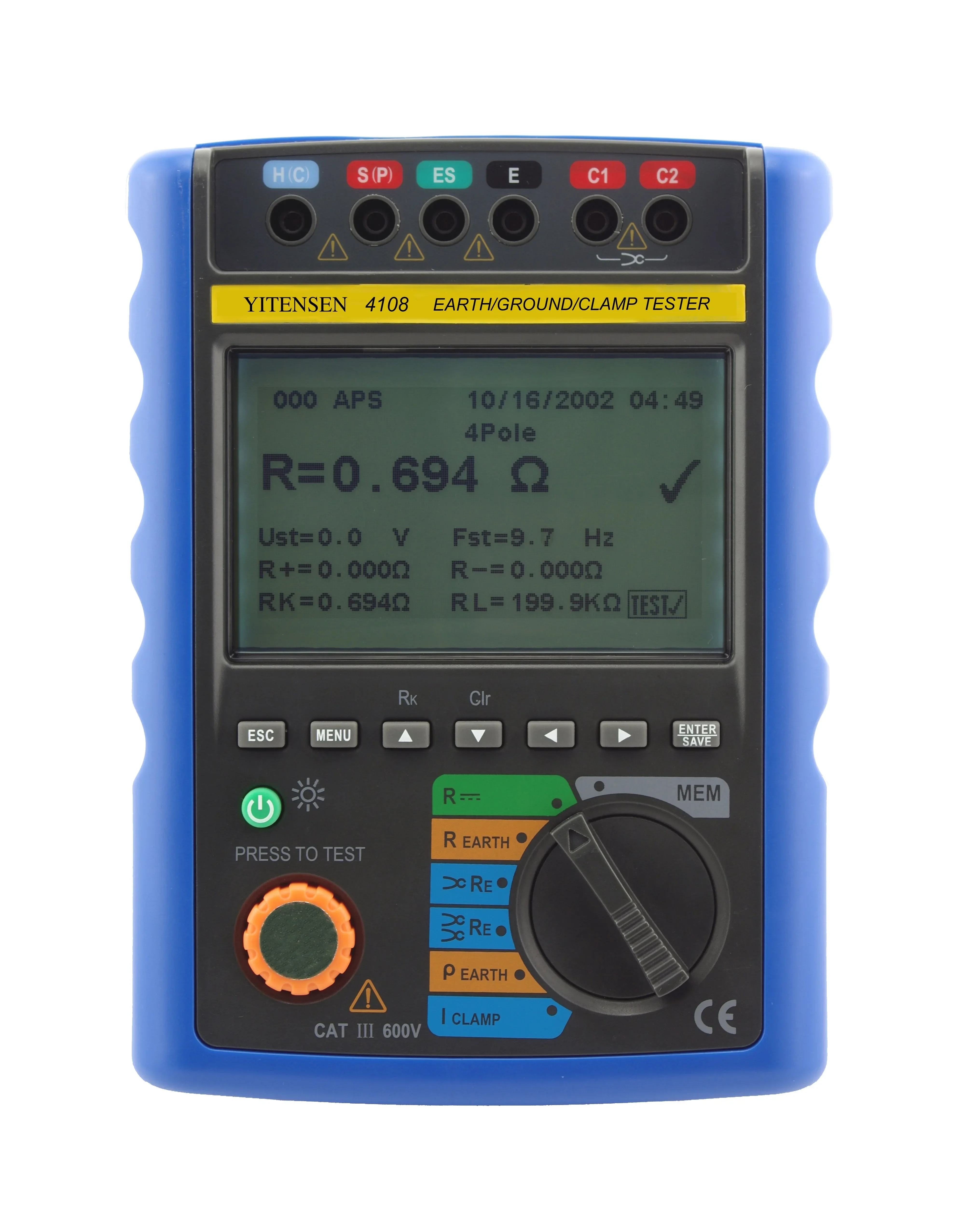 

4108 Digital Earth ground clamp Resistance Tester Analysis Instruments Equipotential Resistance Measurement