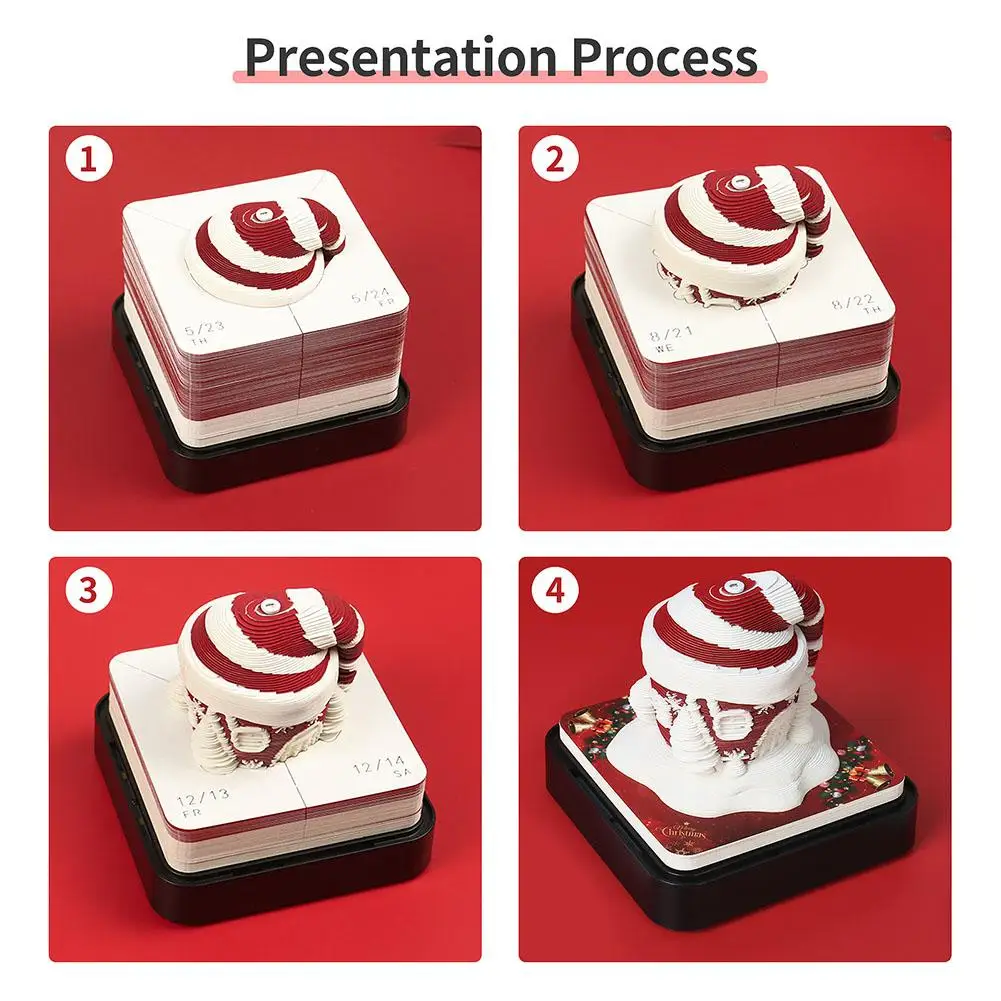 Christmas House Three-dimensional Handmade Carving Paper Sticky Art Calendar Pads Note Notes Paper Craft Desk Notepad Memo U5t5