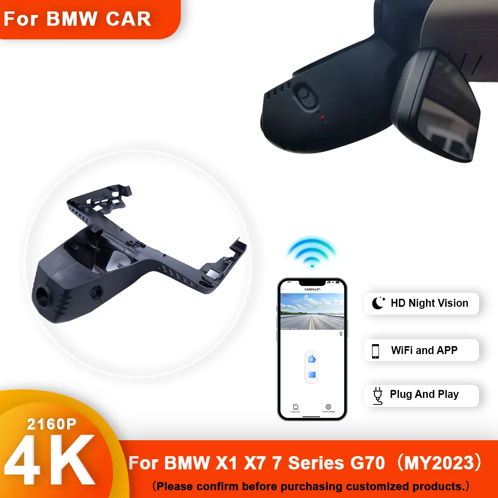 

4K HD 2160P New Plug and play Car DVR Video Recorder WiFI Dash Cam For BMW X1 U11 X7 7Series G07 1st Gen 2023 With Mobile APP