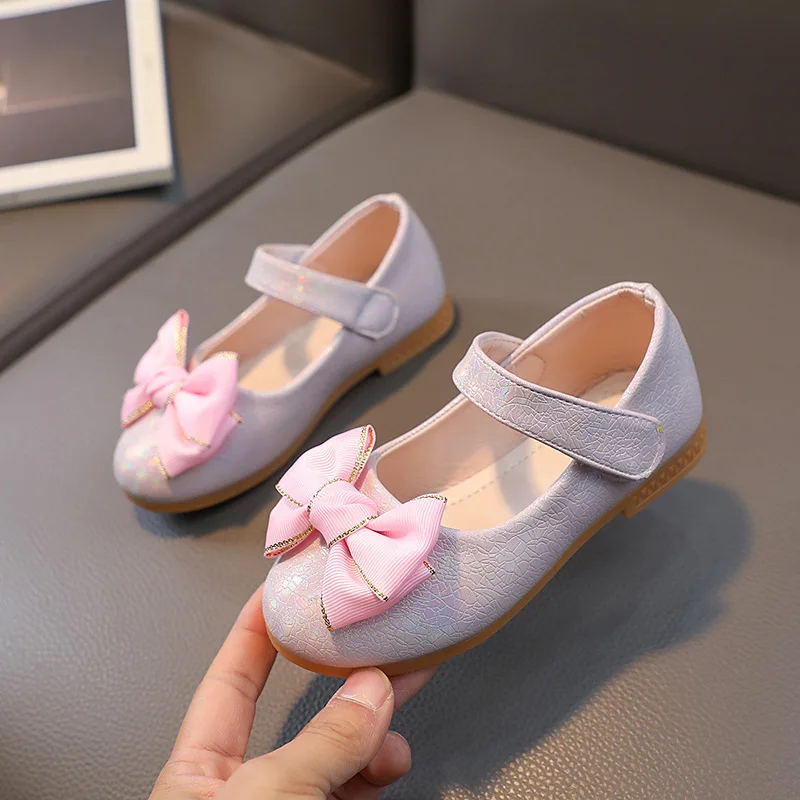 

Girls Leather Shoes New Spring Autumn Fashion Bow Little Girl Single Shoes Children's Flat Soft Kids Princess Shoes H768