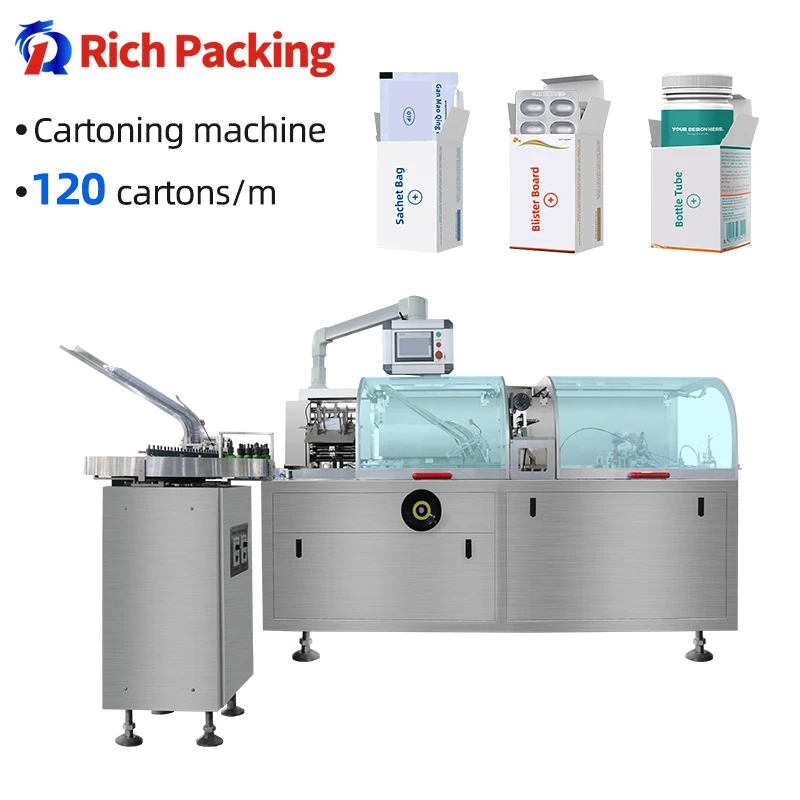 125 Carton/Min Full Auto Blister Board Plate Sachet Tube Bottle Automatic Box Packing Cartoning Machine for Sale