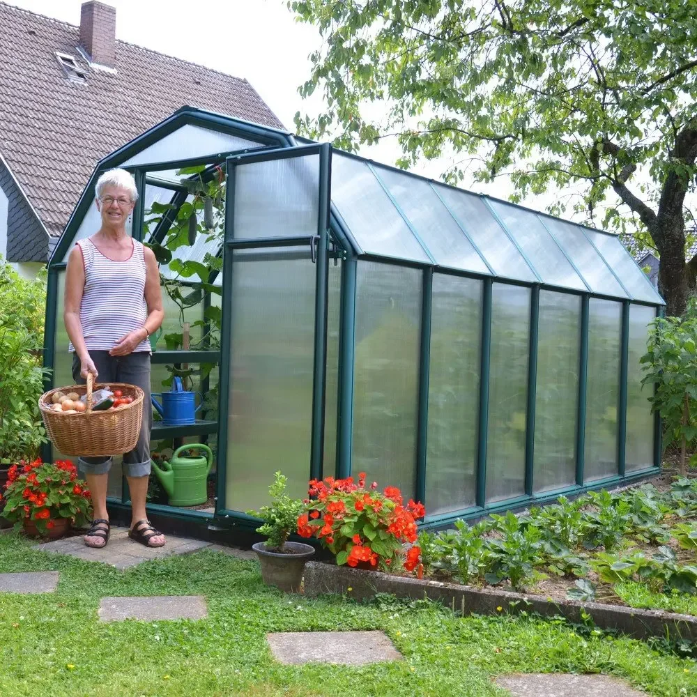 High Quality Walk-In Outdoor Green House Small Wall Aluminum Polycarbonate Greenhouse for Plant Growth