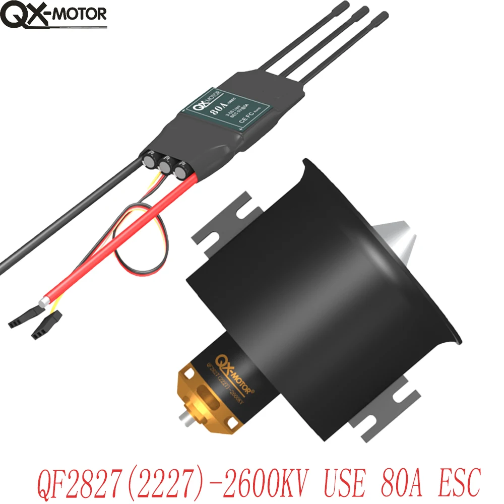 QX-Motor 70MM EDF 12 Blades Ducted Fan QF2827 1800KV 2600KV Brushless Motor With 60A/80A ESC For RC Airplane Drone Model