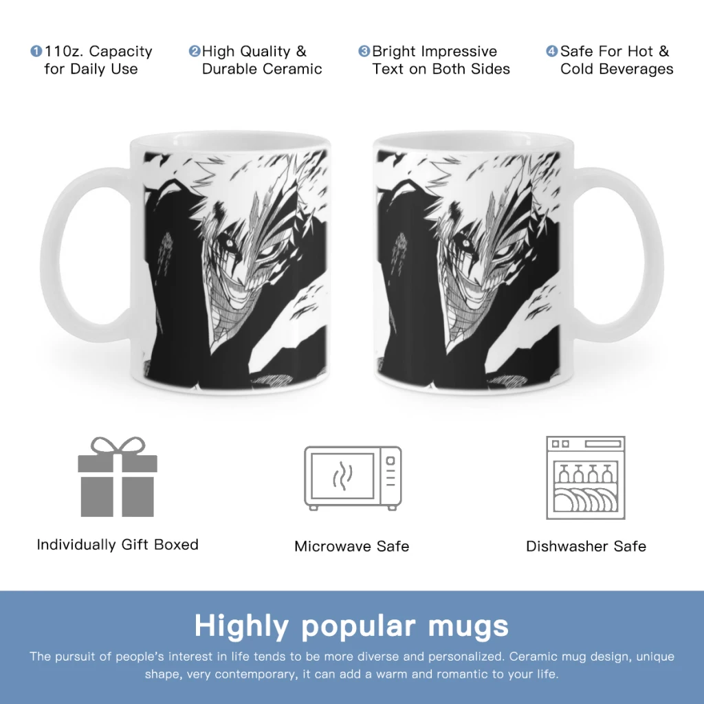 

Anime Bleach Japan Cartoon Mug 11oz Ceramic Coffee Mug Friends Birthday Gift Mug