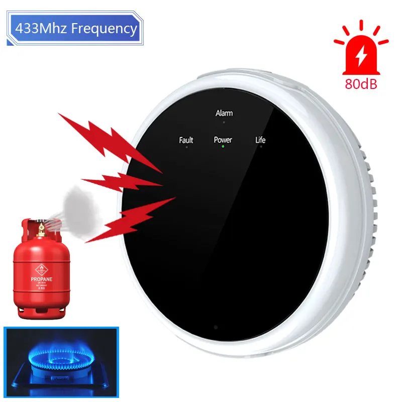 433MHz Smart Gas Home Security 80dB Leak Detector Natural Gas Sensor Carbon Monoxide Poisoning Alarm Detector