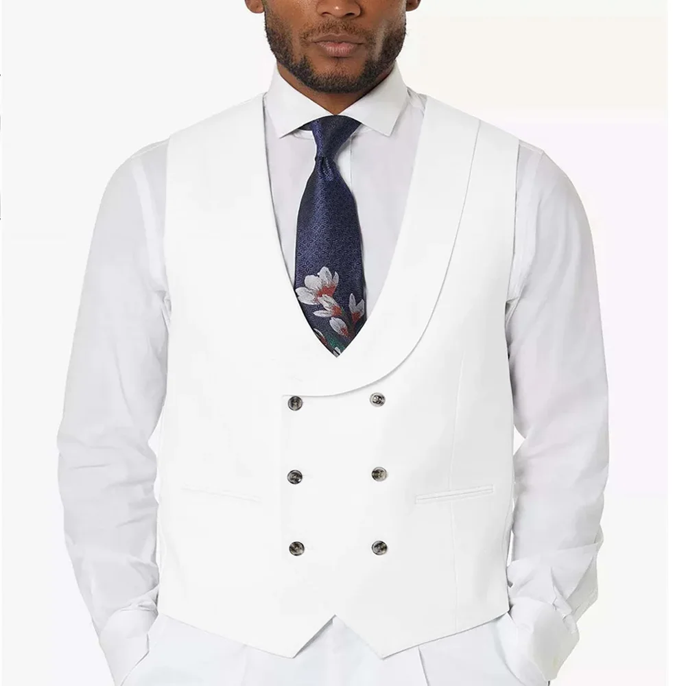 

Элегантный белый Мужской приталенный костюм, маленький жилет для свадебного платья, двубортные весенние куртки с отложным воротником, Colete Masculino