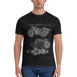 Vintage KMZ Dnepr-12 Motorcycle Diagram (White - Black Background) T Shirt Men Pure Cotton Humor T-Shirts O Neck Ural Tops Gift