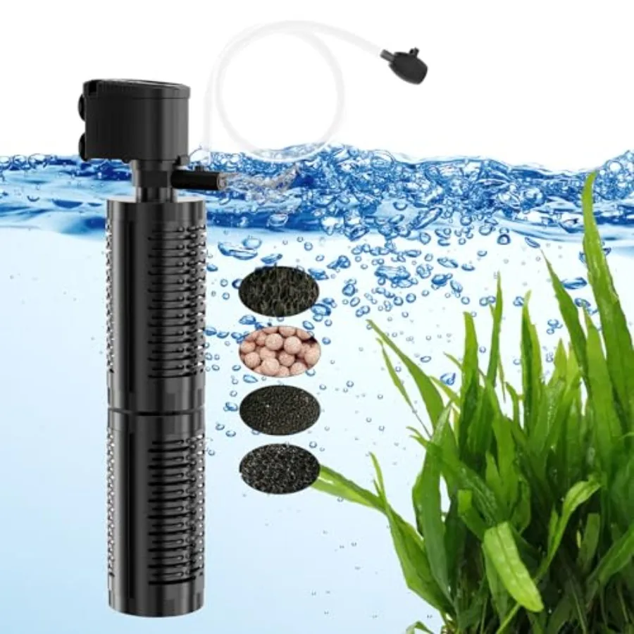 

【Spot goods】True 4-Stage Fish Tank Filter in-Tank Submersible Aquarium Filter Internal Fish Filter with Aeration for 40-70 Gall
