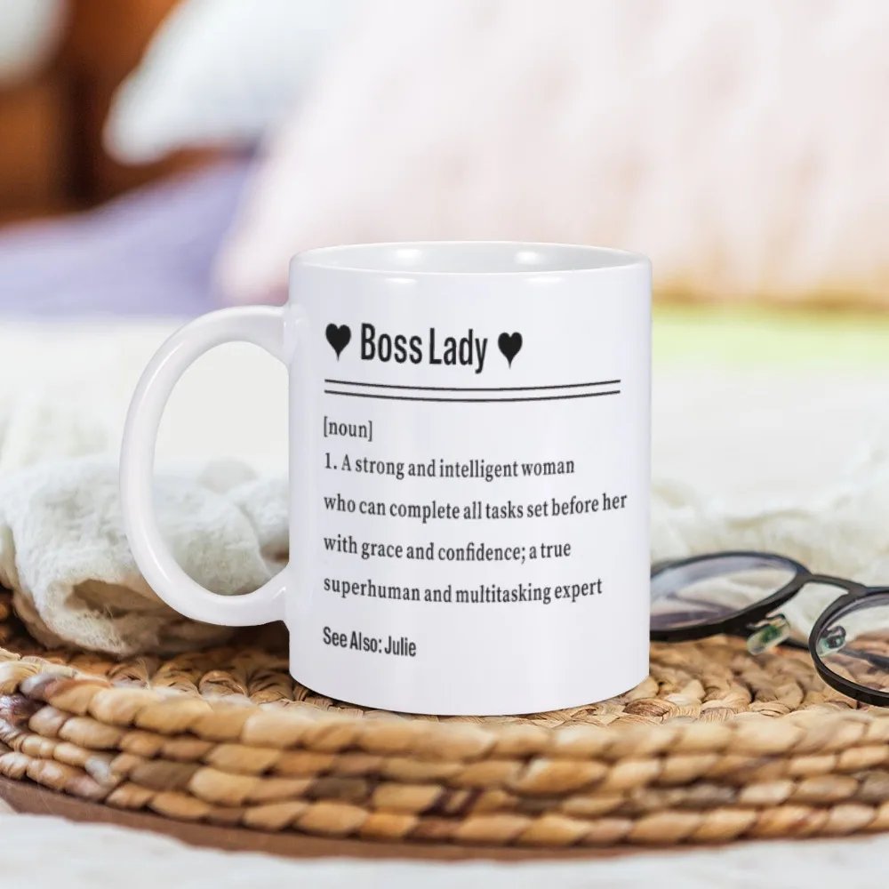 Boss Lady Facts Mug Office Ceramic Coffee Cup Appreciate Gift for Boss Day Tea Chocolate Mugs Christmas Birthday Cup Souvenir