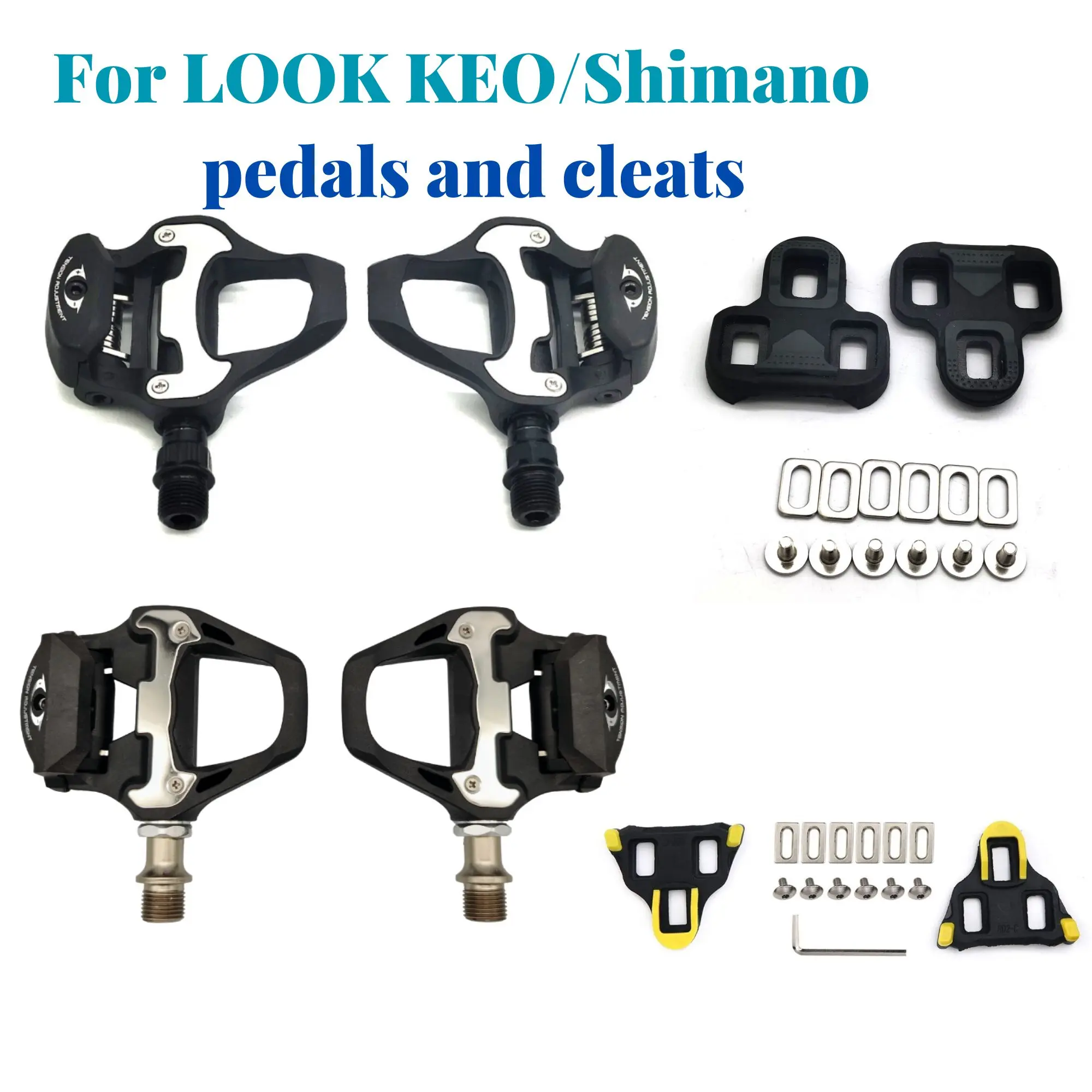 Road Bike Pedals Suitable forLookKeo/ShimanoR550 Self-locking Professional Bike Pedal with Cleats Bike Pedal Bicycle Accessories