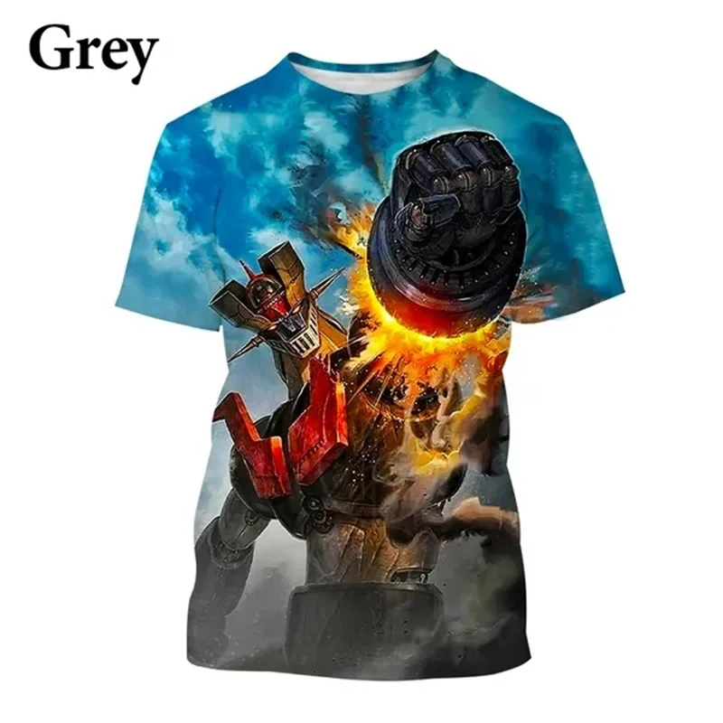 T-shirty męskie Z nadrukiem 3D Z nowe Anime mazingerem letnie koszulki Unisex na co dzień w stylu Harajuku Z krótkim rękawem dla chłopców i