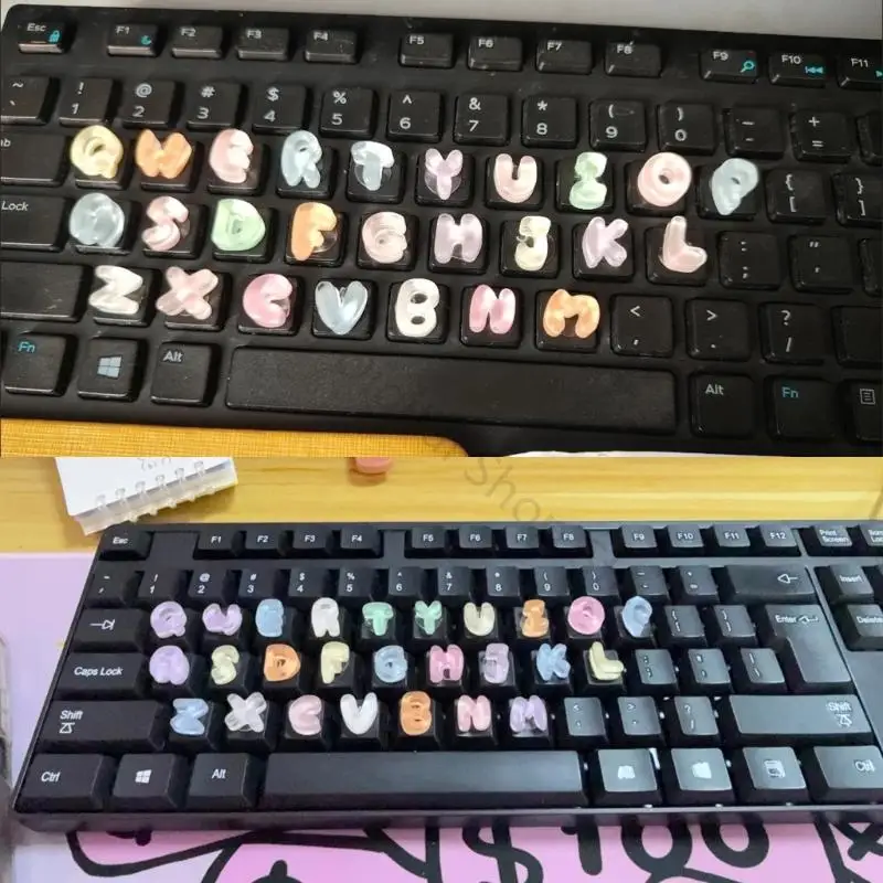 96BA Tastatur-Tastenkappen-Aufkleber mit 26 Buchstaben und 10 Zahlenetiketten, ergonomische Unterstützung – Detail 8