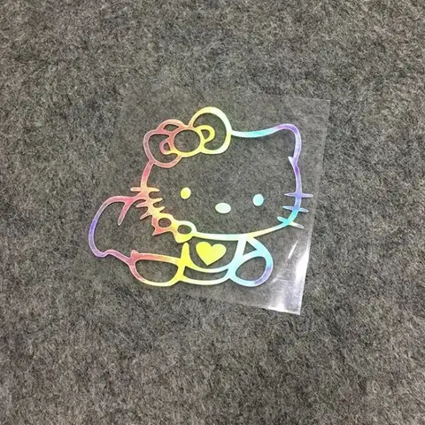 st Hello Kitty bilklistermärken bakruta reflekterande färgglad laser DIY Sanrios dekal vattentät elmotorcykeldekor 8 best sales Hello Kitty bilklistermärke - №6
