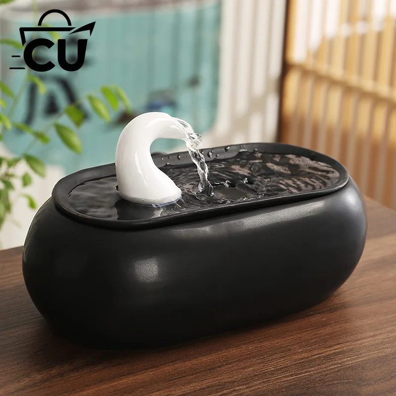 Suitable for New Chinese Lucky Water Small Ceramic Ornament Circulating Water Landscape