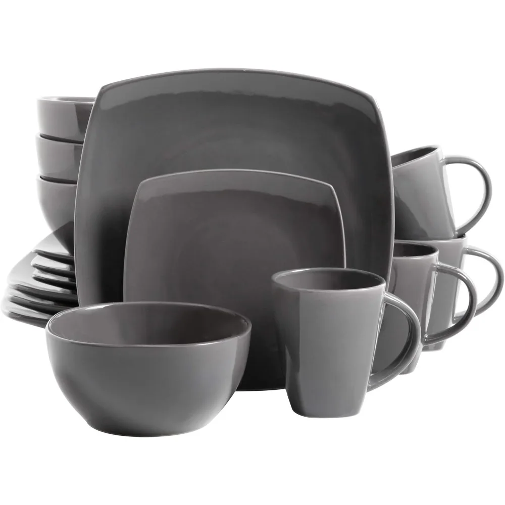 

square reactive glaze dinnerware set, grey - 97558.16rm, service for 4 (16pcs)