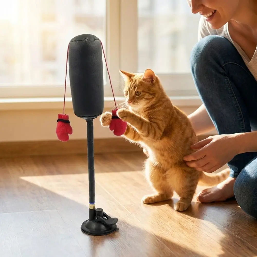 Suction Cup Cat Boxing Toy Self-standing Scratch Trainer Pet Punching Bag Toy Scratch Resistant Bite Resistant - view 3