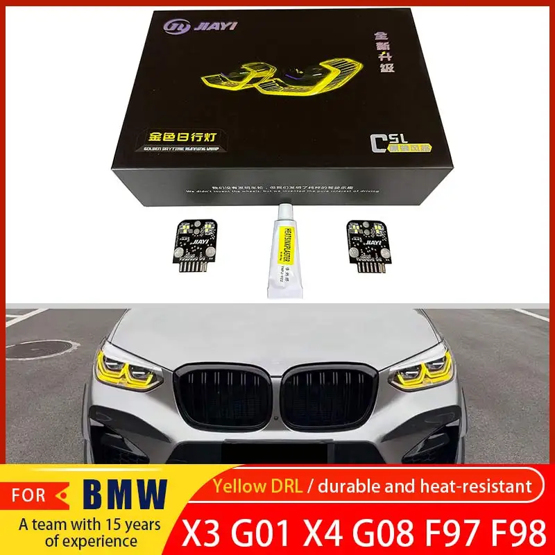 

CSL-style yellow daytime running light angel eye LED light panel for BMW X3 X3M F97 G01 X4 X4M G02 F98 adaptive headlights