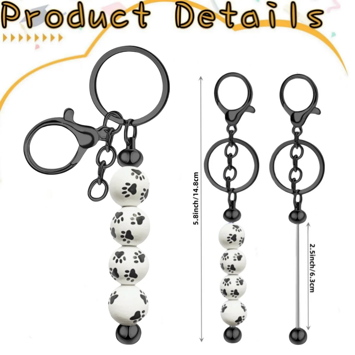 12 Pieces Metal Beadable Keychain Bars Blanks for Beads Pendant Jewelry Charms DIY Crafts Keychains Making Valentine’s Gift