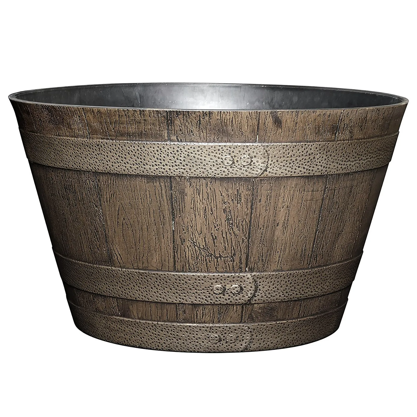 

Classic Home Garden Whiskey Resin Flower Pot Barrel Planter, Oak Brown, 20.5"