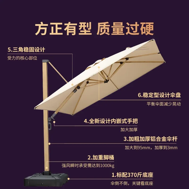 Large Outdoor Roman Parasol Umbrella for Patio Garden Terrace Villa Sun Protection Heavy Duty Market Umbrella with Crank
