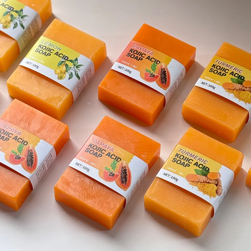 صابون حمض الكوجيك لتفتيح البشرة وتفتيح صابون الزيت العطري المصنوع يدويًا للبقع الداكنة حتى لون البشرة الناعمة الناعمة الناعمة
